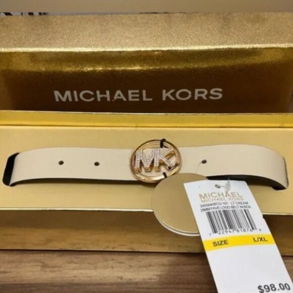 NIB Michael Kors Cream and Gold Belt (L/XL) - Picture 4 of 5